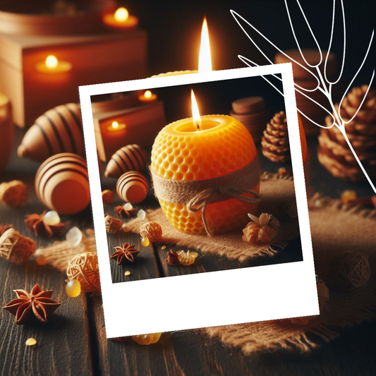 An image of beautifully crafted beeswax candles with a warm, soothing glow. The image captures the essence of a calming ambiance.