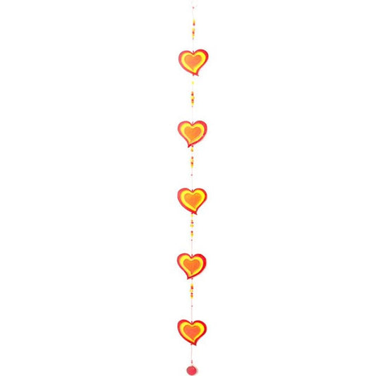 Red/Yellow String Of Hearts Suncatcher