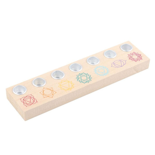 Seven Chakras Wooden Energy Candle Holder