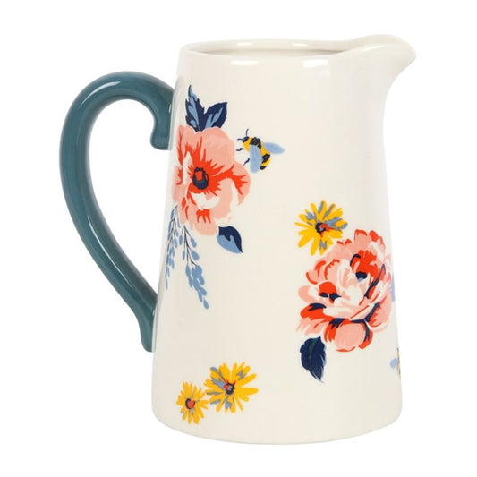 Tableware: 17cm Bee-utiful Floral Ceramic Flower Jug