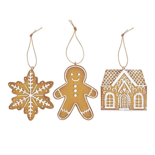 Set of 3 Hanging Gingerbread Decorations Ornament
