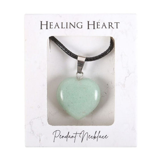 Jewellery: Green Adventurine Healing Crystal Heart Necklace