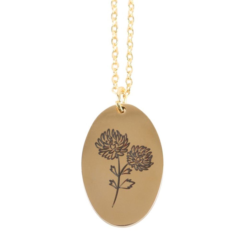 Jewellery: November Chrysanthemum Birth Flower Necklace Card