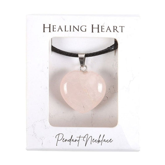 Jewellery: Rose Quartz Healing Crystal Heart Necklace