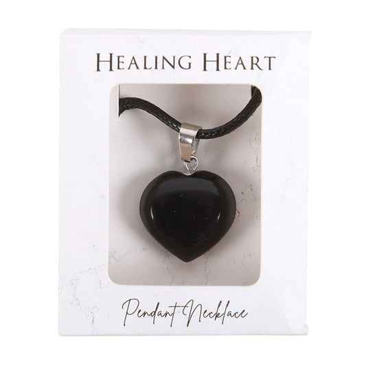 Jewellery: Black Obsidian Healing Crystal Heart Necklace