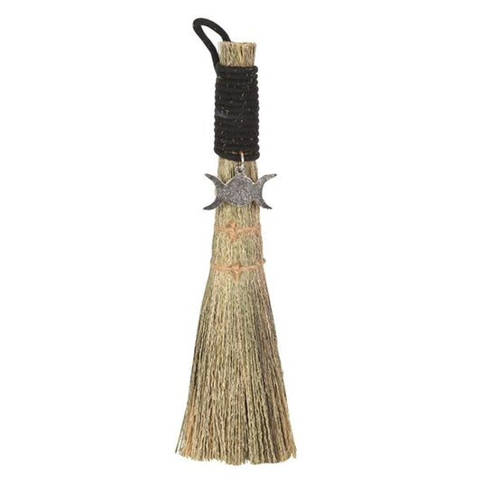 20cm Broom with Triple Moon Charm Ornament