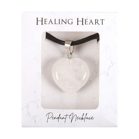 Jewellery: Clear Quartz Healing Crystal Heart Necklace
